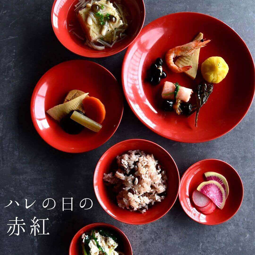 波佐見焼の6型セット(赤紅色)