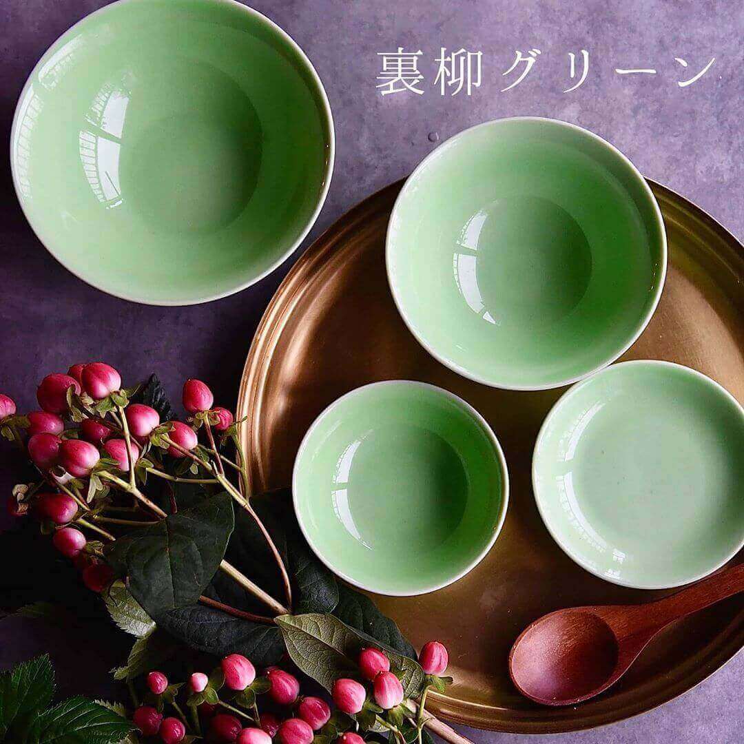 波佐見焼の6型セット(裏柳色)