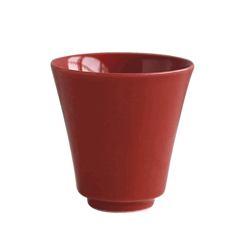 波佐見焼の湯飲(赤紅色)